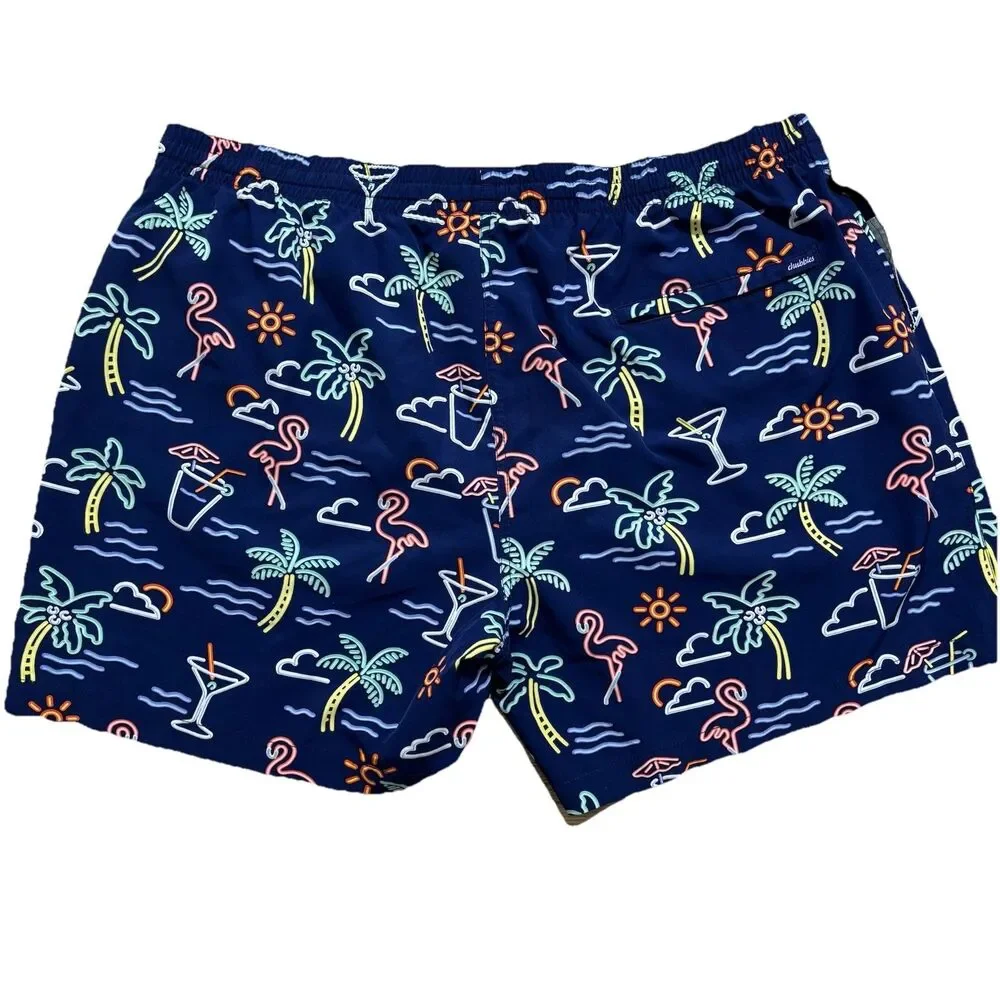 Chubbies Swim Trunks Men’s XXXL 5.5” ‘The Neon Lights’ Blue Beach Tropical